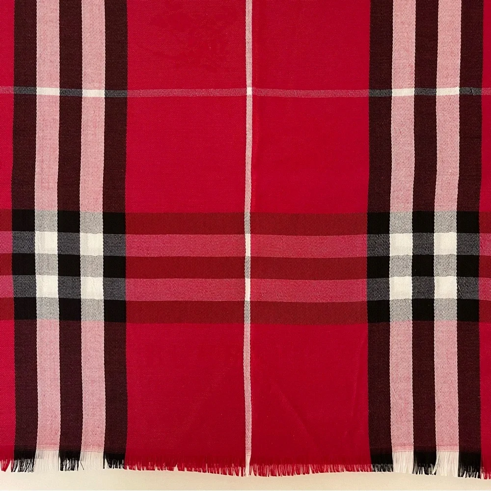 Red Plaid Nova Check Men's Burb*rry Style Red Scarf
